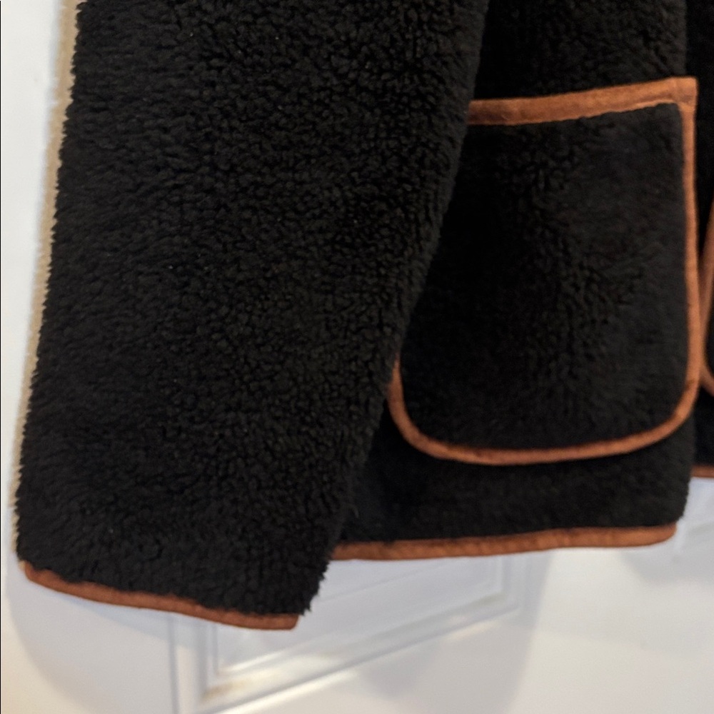 Orvis Toggle-Button Black Sherpa Fleece Jacket Size M - Picture 5 of 15